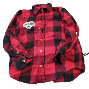 Arizona Stockton Supply Co Boys Sz 6-7 Red Black Buffalo Check Flannel Shirt
